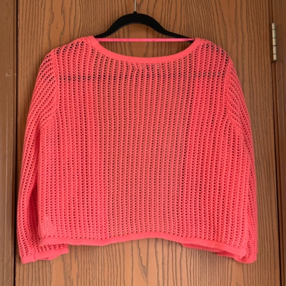 BE BY CHETTA SHORT LIGHTWEIGHT SHRUG SWEATER SIZE L ORANGE 3/4 SLEEVE - Picture 5 of 6
